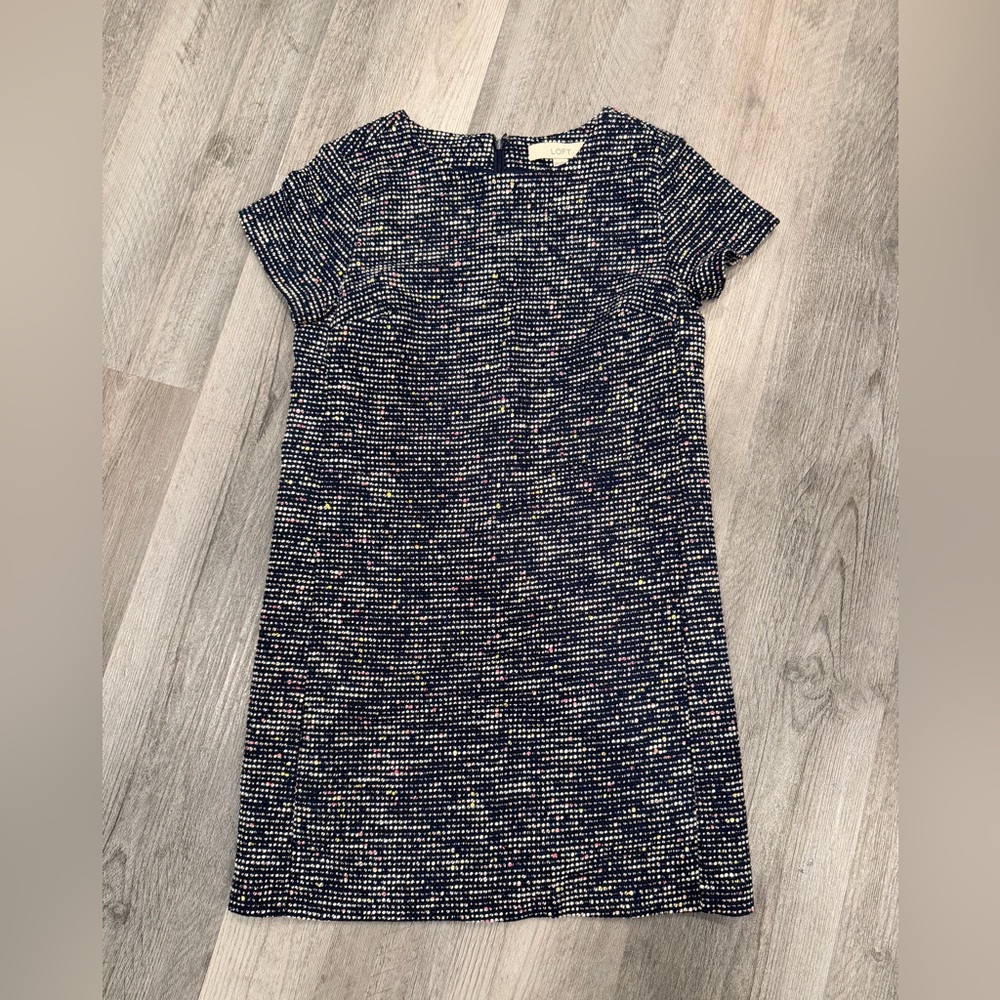 LOFT Navy and White Tweed Mini Dress